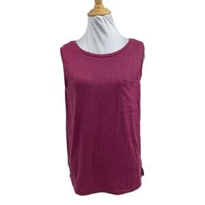 Mirol Tank Top Womens S Small Geranium Crew Neck Chest Pocket Sleeveless Stretch